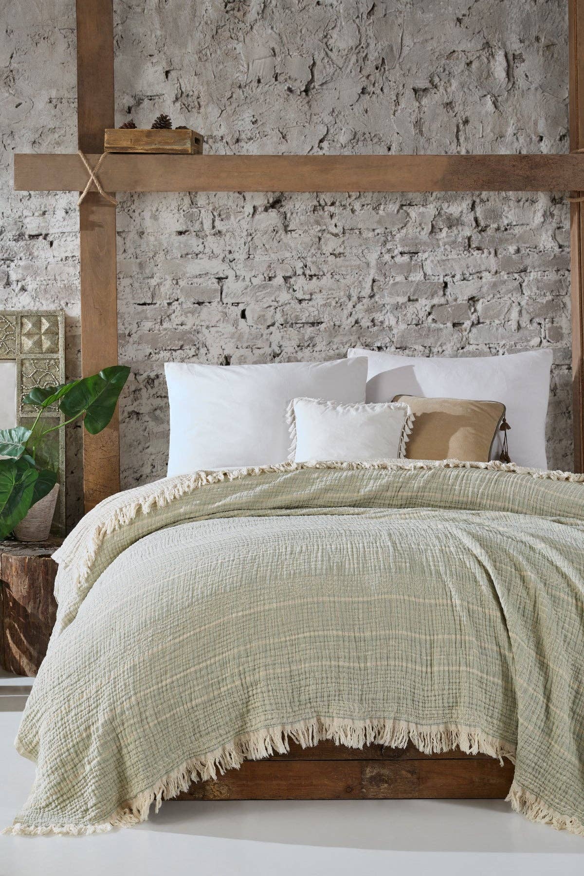 100% Organic Cotton Turkish Throw Blanket; 90" x 77" Bedspread Muslin Light Blankets for Bed or Couch | Indoor or Outdoor Cozy Hand Woven: Yellow