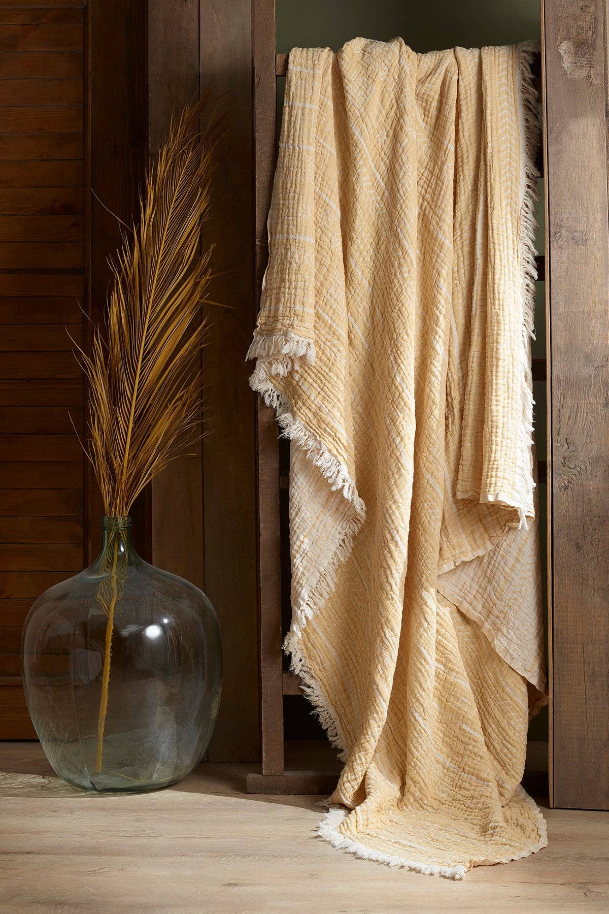 100% Organic Cotton Turkish Throw Blanket; 90" x 77" | Indoor or Outdoor Cozy Hand Woven