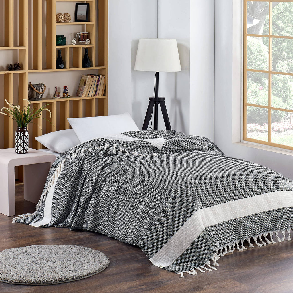 King Size: Premium Turkish Cotton Blanket Size 90"x102" - Ultra Soft, Breathable & All-Season Comfort