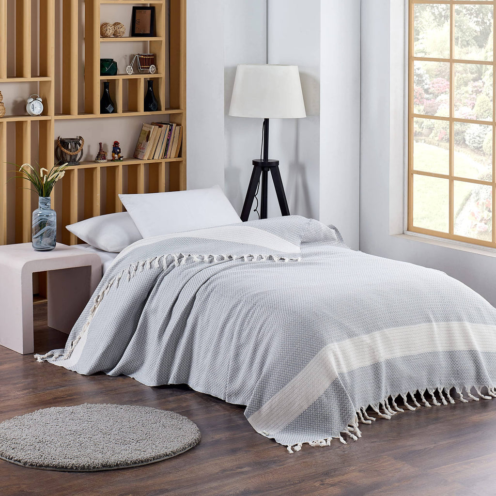 King Size: Premium Turkish Cotton Blanket Size 90"x102" - Ultra Soft, Breathable & All-Season Comfort
