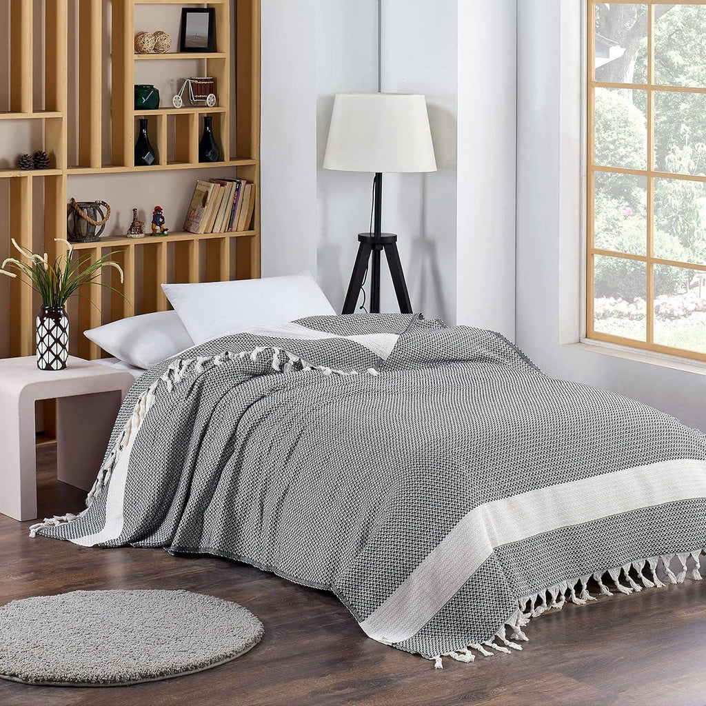 King Size: Premium Turkish Cotton Blanket Size 90"x102" - Ultra Soft, Breathable & All-Season Comfort
