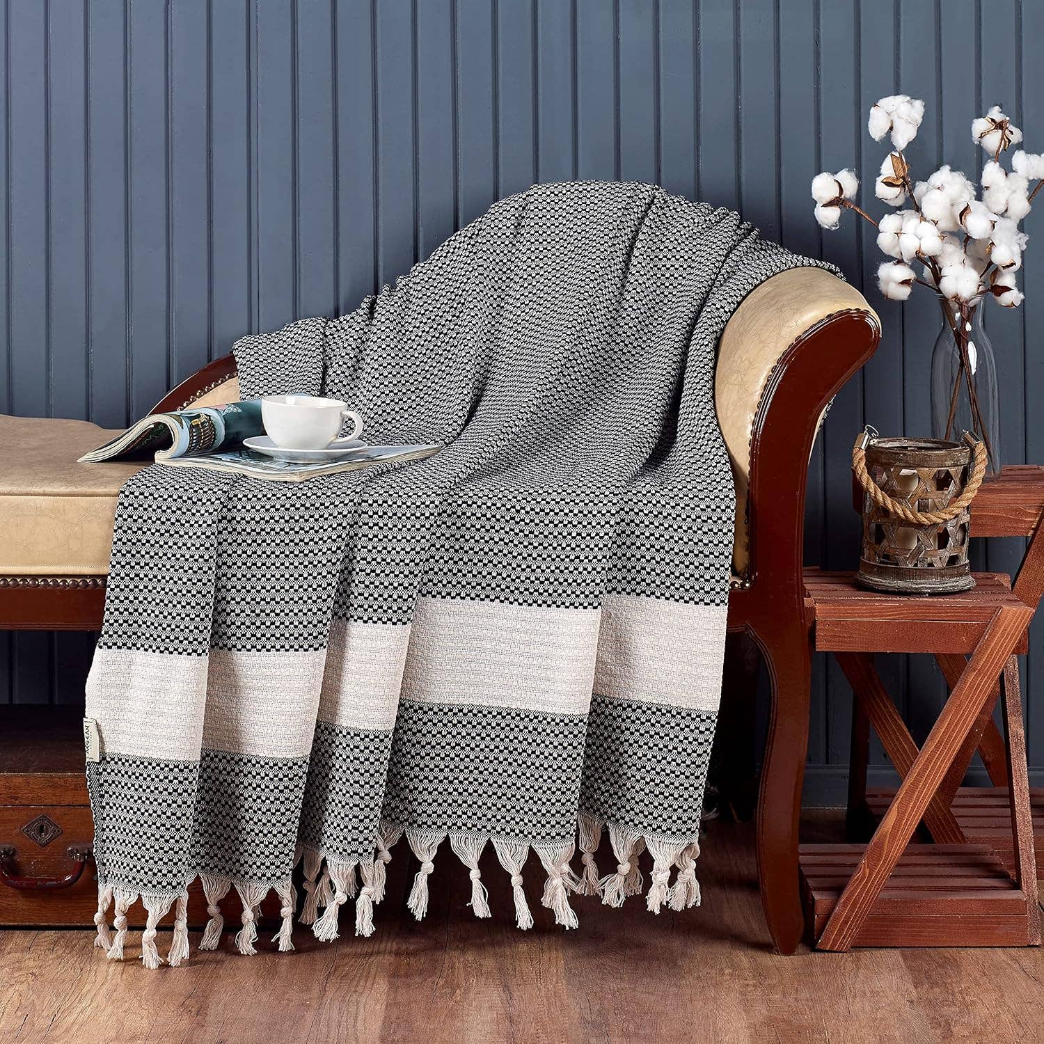 King Size: Premium Turkish Cotton Blanket Size 90"x102" - Ultra Soft, Breathable & All-Season Comfort