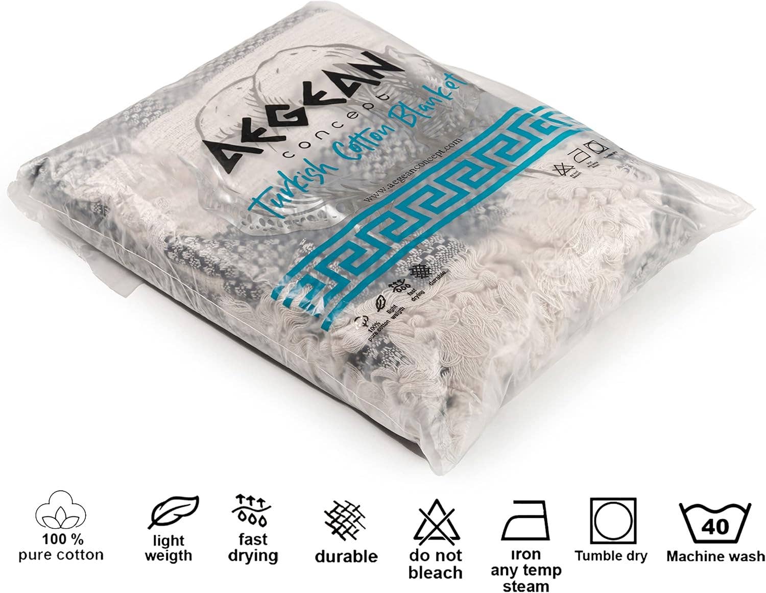 Queen Size: Turkish Cotton Blanket Queen Size 88"x90" - Lightweight, Cozy & Elegant for Year-Round Comfort