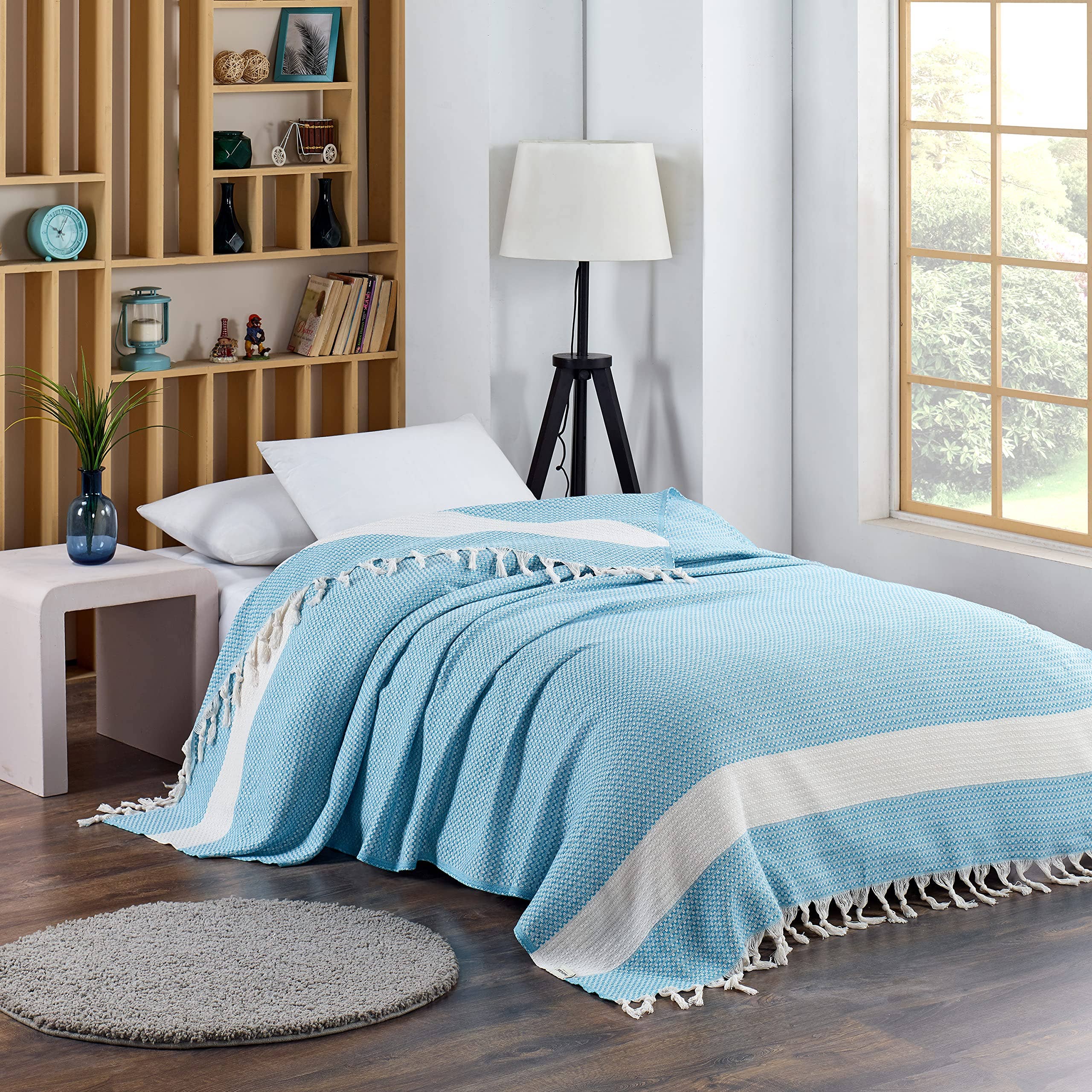 King Size: Premium Turkish Cotton Blanket Size 90"x102" - Ultra Soft, Breathable & All-Season Comfort