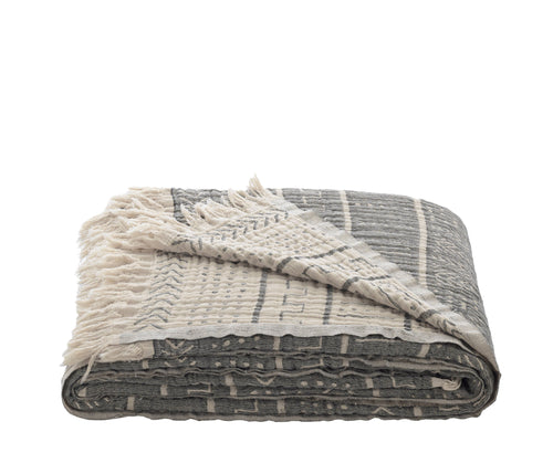 100% Organic Cotton Turkish Throw Blanket; 90" x 77" | Indoor or Outdoor Cozy Hand Woven